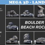 مجموعه مدل سه بعدی سنگ ساحلی Boulder Beach Rock Collection