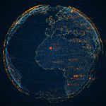فوتیج زمینه متحرک چرخش زمین دیجیتال Planet Earth With Big Data