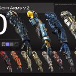 مجموعه مدل سه بعدی بازوی رباتیک Sci-Fi Arms Game Ready