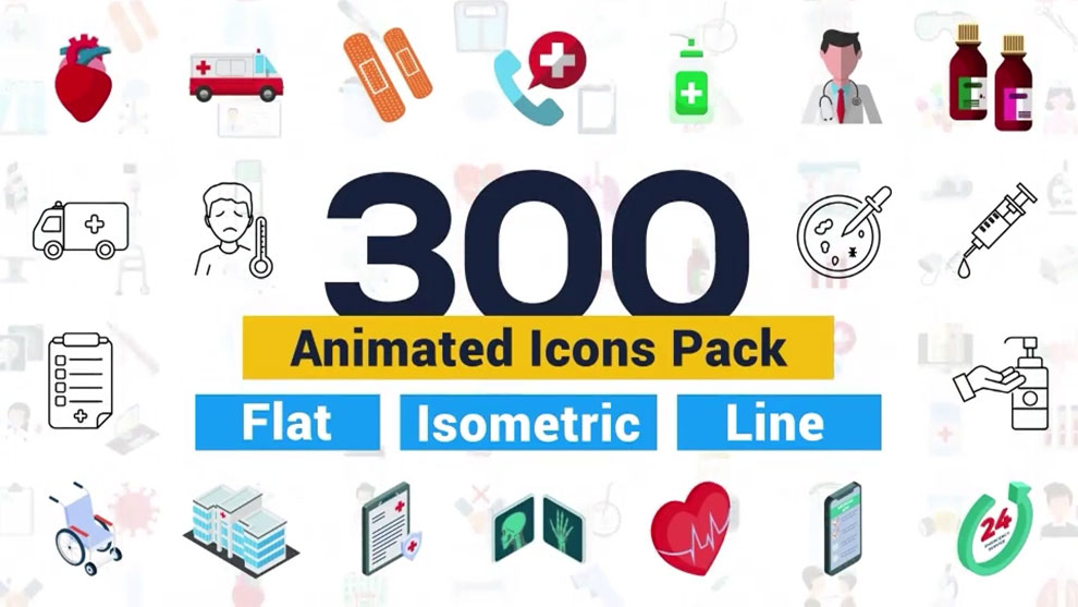 پروژه افترافکت مجموعه آیکون پزشکی Medical Elements Icon Pack
